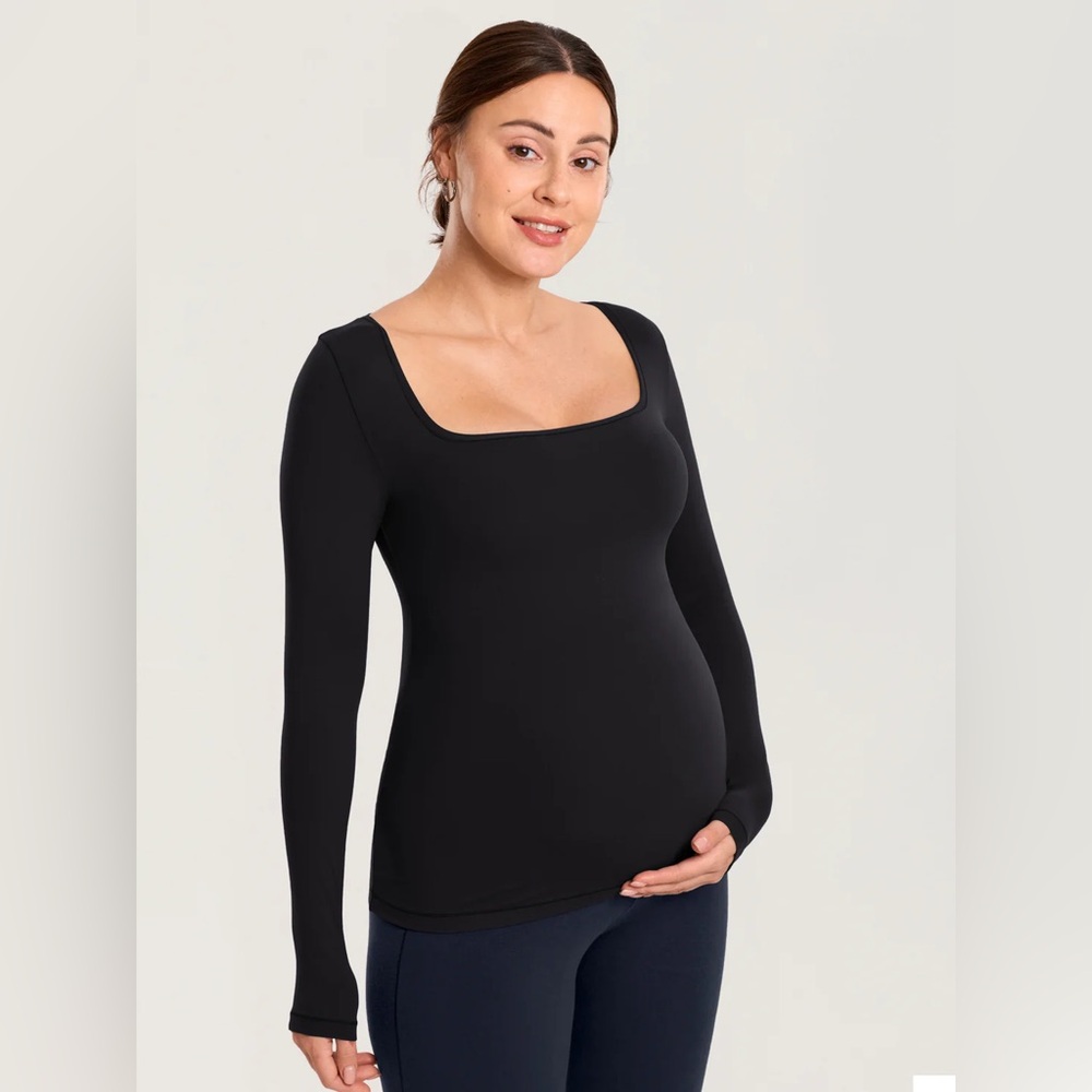 AirSoft Square Neck Maternity Top - Long Sleeves